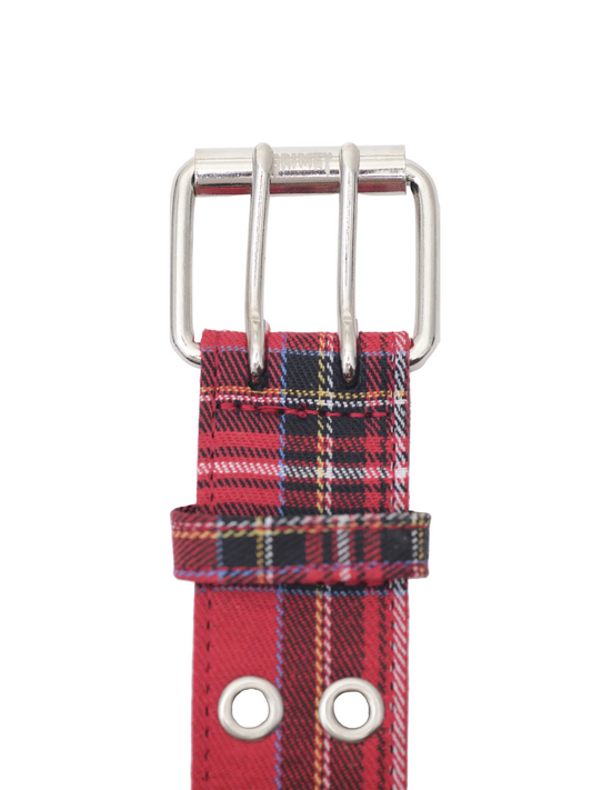 Plaid Grommet Belt (Red)