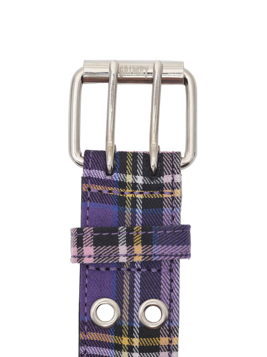 Plaid Grommet Belt (Purple)