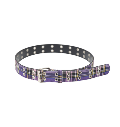 Plaid Grommet Belt (Purple)